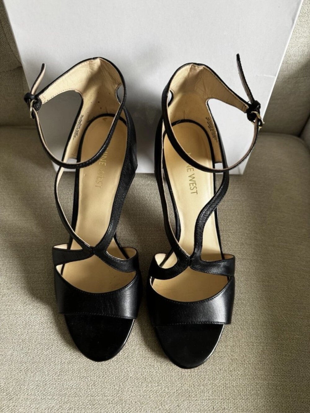 Nine West Black Ankle Strap Heels Sandals